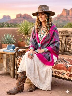 Southwestern Paisley Pink Square Scarf/wrap/shawl w country farmhouse vibe